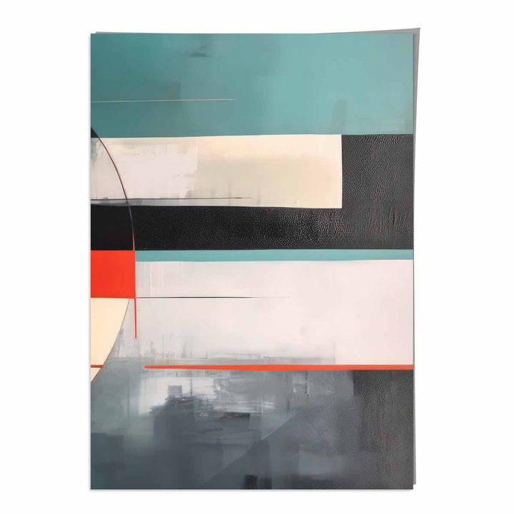 Abstract Shapes Art Print Turquoise Red and Gray No. 4 | Bowlift