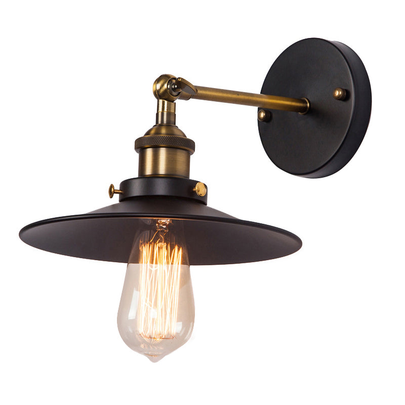 BowLift | Cone-shaped metal wall lighting antique 1-light hallway wall-mounted light in black