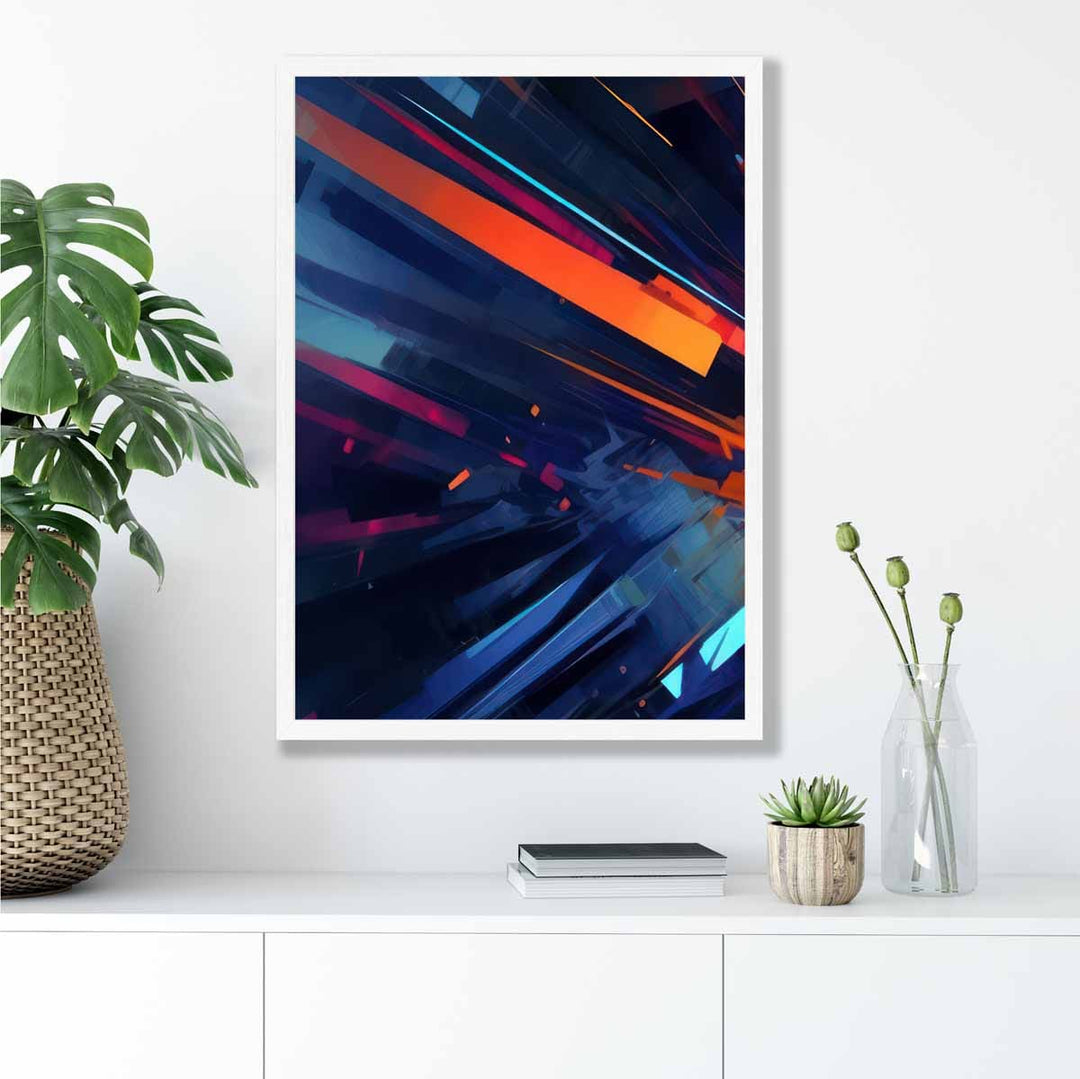 Abstract Shapes Art Print Blue Orange and Red No. 2 | Bowlift