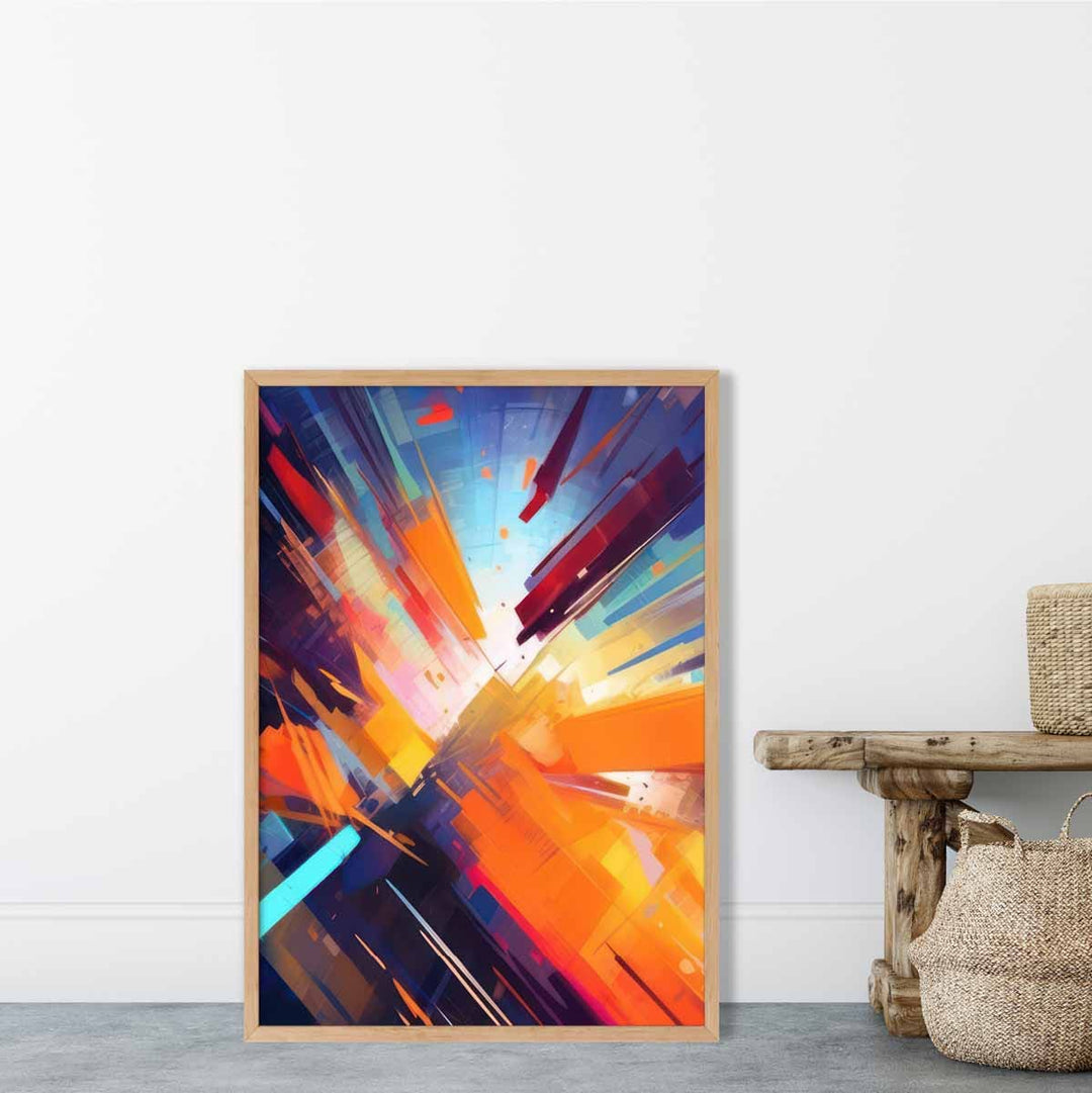 Abstract Shapes Art Print Blue Orange and Red No. 3 | Bowlift