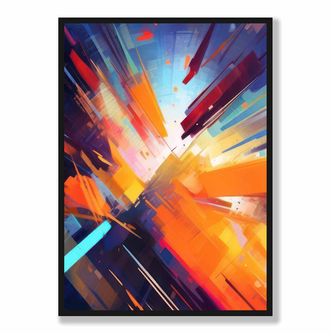 Abstract Shapes Art Print Blue Orange and Red No. 3 | Bowlift