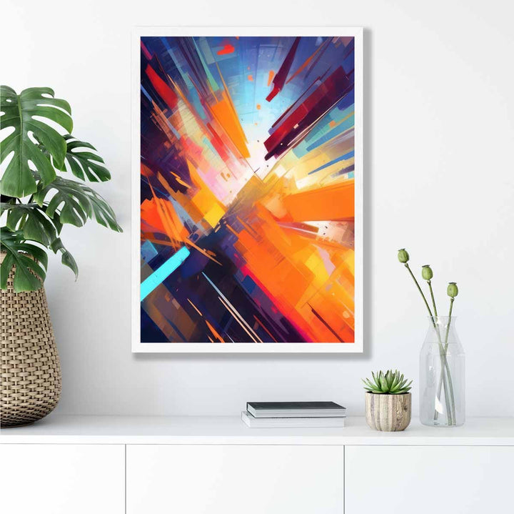Abstract Shapes Art Print Blue Orange and Red No. 3 | Bowlift