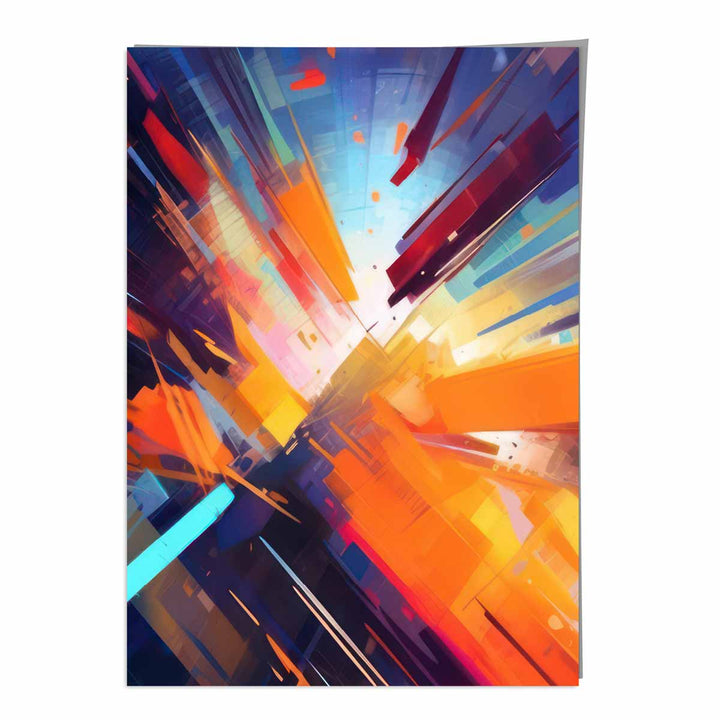 Abstract Shapes Art Print Blue Orange and Red No. 3 | Bowlift