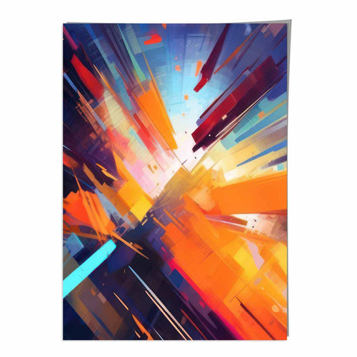 Abstract Shapes Art Print Blue Orange and Red No. 3 | Bowlift