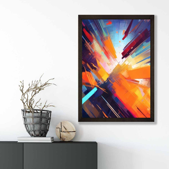 Abstract Shapes Art Print Blue Orange and Red No. 3 | Bowlift