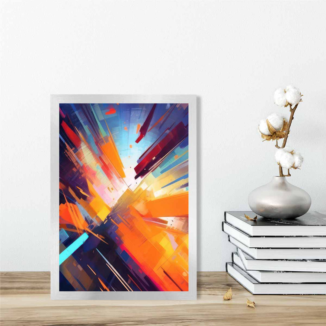 Abstract Shapes Art Print Blue Orange and Red No. 3 | Bowlift