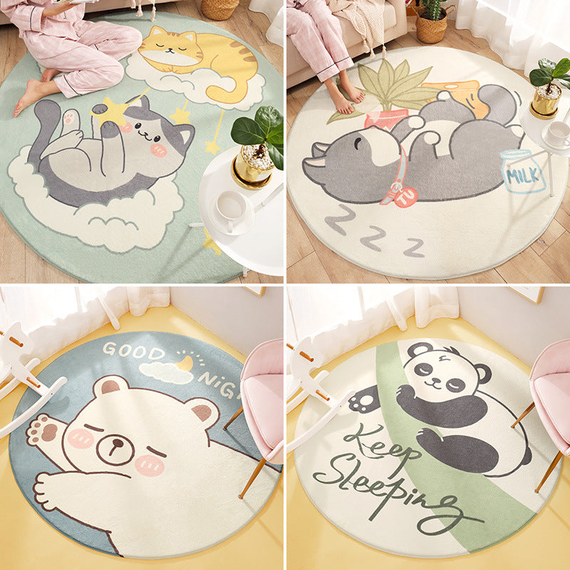 BowLift | Cute Animal Pattern Rug Multi-Color Synthetic Rug Anti-Slip Back Washable Rug for Kids Room