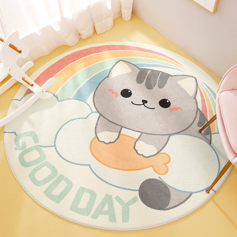 BowLift | Cute Animal Pattern Rug Multi-Color Synthetic Rug Anti-Slip Back Washable Rug for Kids Room
