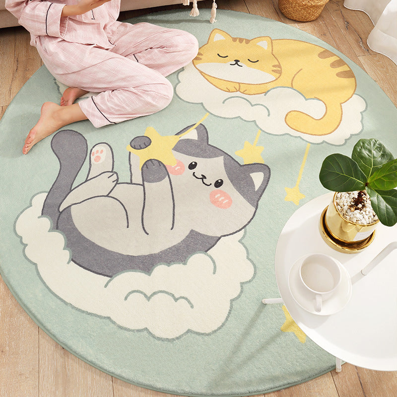 BowLift | Cute Animal Pattern Rug Multi-Color Synthetic Rug Anti-Slip Back Washable Rug for Kids Room