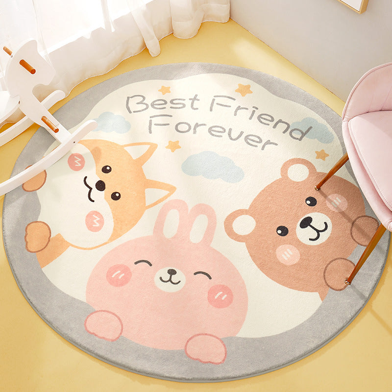 BowLift | Cute Animal Pattern Rug Multi-Color Synthetic Rug Anti-Slip Back Washable Rug for Kids Room