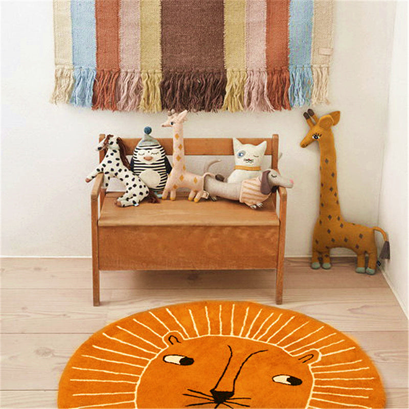 BowLift | Multi-colored Kids Room Carpet Relaxing Animal Print Area Rug Cotton Blend Non-Slip Back Indoor Rug