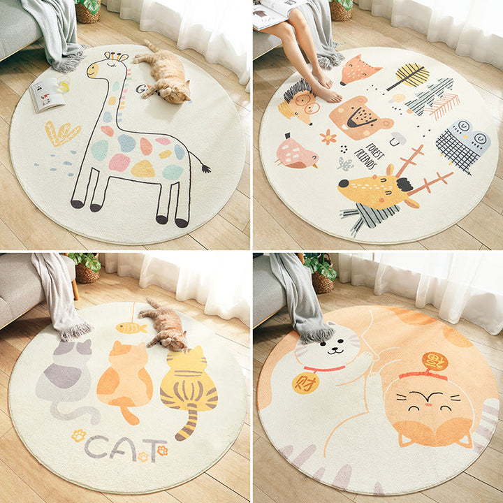 BowLift | Multicolored Kids Carpet Novelty Cartoon Animal Pattern Rug Polyester Non-Slip Back Machine Washable Rug