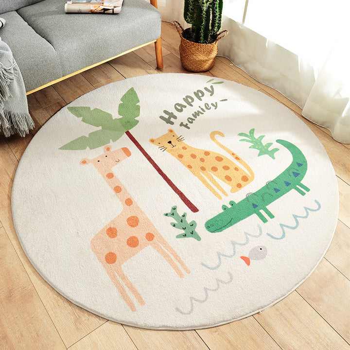 BowLift | Multicolored Kids Carpet Novelty Cartoon Animal Pattern Rug Polyester Non-Slip Back Machine Washable Rug
