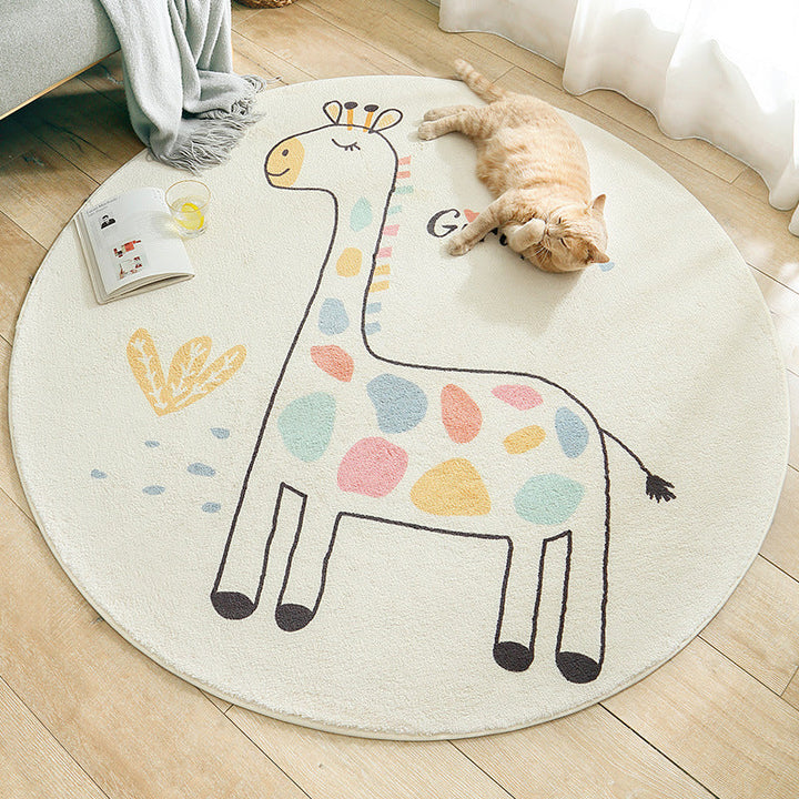 BowLift | Multicolored Kids Carpet Novelty Cartoon Animal Pattern Rug Polyester Non-Slip Back Machine Washable Rug