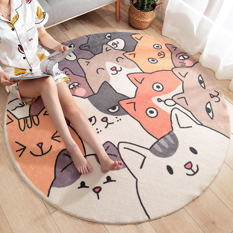 BowLift | Beautiful Cartoon Printed Carpet Multi-Colored Lambswool Area Rug Washable Non-Slip Area Rug for Children's Room