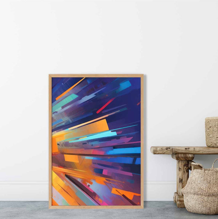 Abstract Shapes Art Print Blue Orange and Red No. 4 | Bowlift