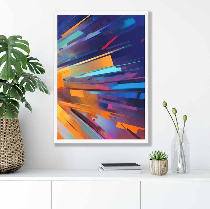 Abstract Shapes Art Print Blue Orange and Red No. 4 | Bowlift