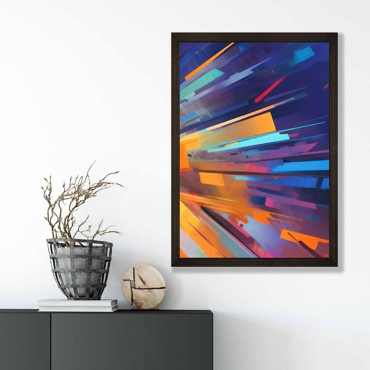 Abstract Shapes Art Print Blue Orange and Red No. 4 | Bowlift