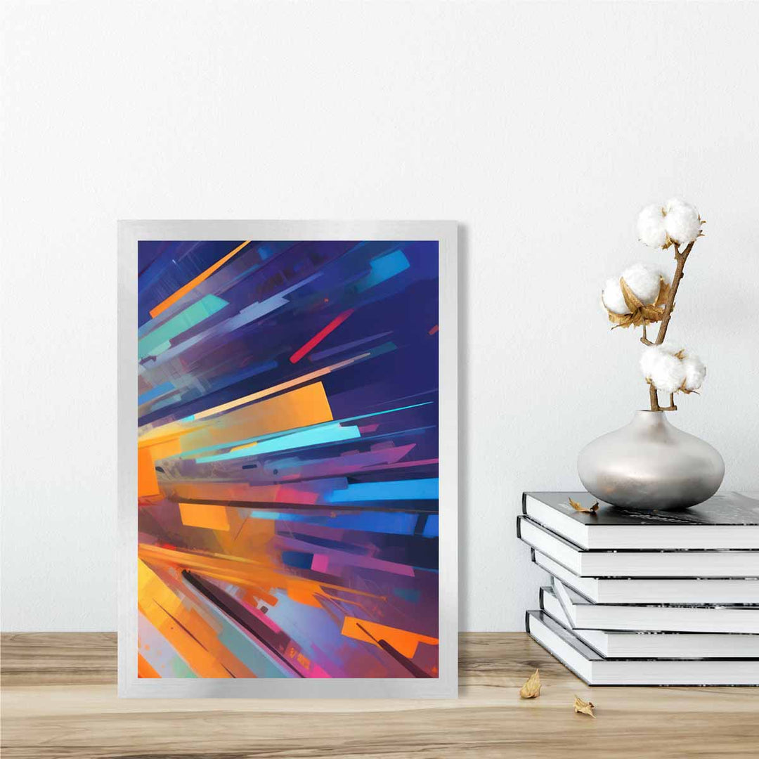 Abstract Shapes Art Print Blue Orange and Red No. 4 | Bowlift