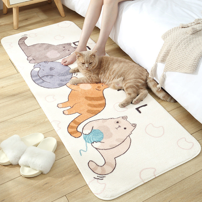 BowLift | Casual Living Room Rug Multicolored Cartoon Plant Pattern Rug Synthetic Pet-Friendly Non-Slip Rug