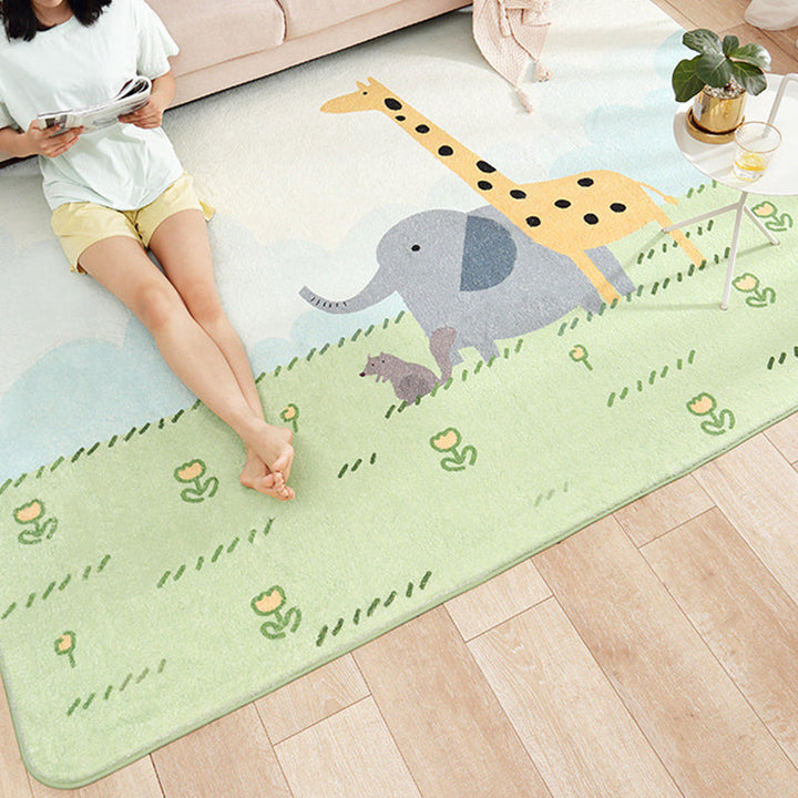 BowLift | Multicolored Bedroom Rug Relaxing Animal Pattern Rug Synthetic Stain Resistant Non-Slip Indoor Rug