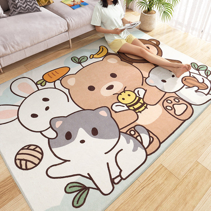 BowLift | Multicolored Bedroom Rug Relaxing Animal Pattern Rug Synthetic Stain Resistant Non-Slip Indoor Rug