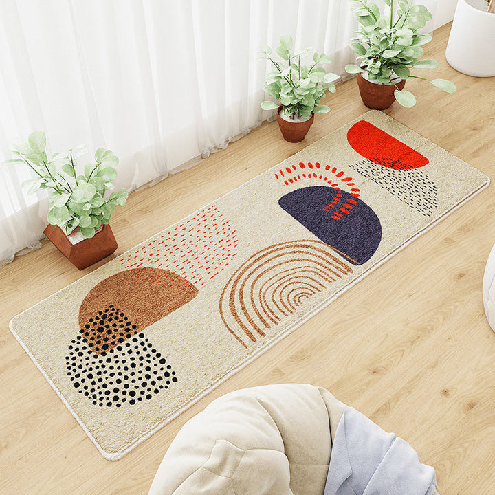 BowLift | Casual abstract patterned rug Multicolored cotton blend rug pet-friendly washable indoor rug for bedroom