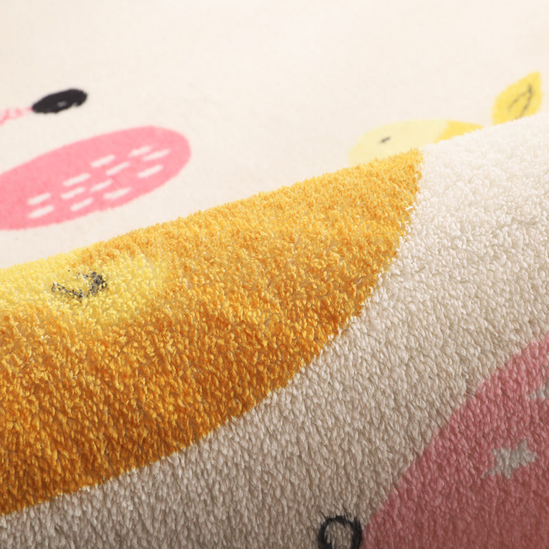 BowLift | Natural Cartoon Animal Rug Multicolored Cotton Blend Rug Pet Friendly Washable Indoor Carpet for Children's Room