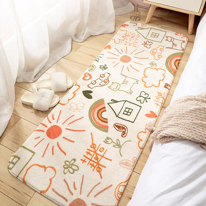 BowLift | Creative Cartoon Plant Pattern Carpet Multicolored Polyester Carpet Non-slip Backing Pet-friendly Carpet for Children's Room
