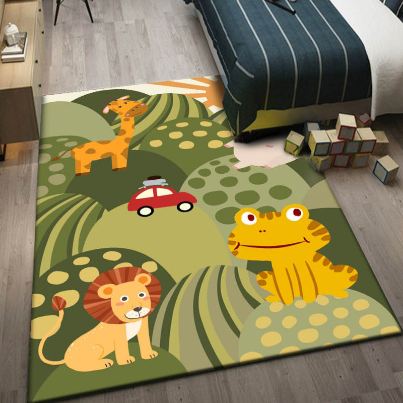 BowLift | Multi-Color Children's Room Rug Cute Cartoon Animal Print Rug Polyester Pet-Friendly Easy Care Area Rug
