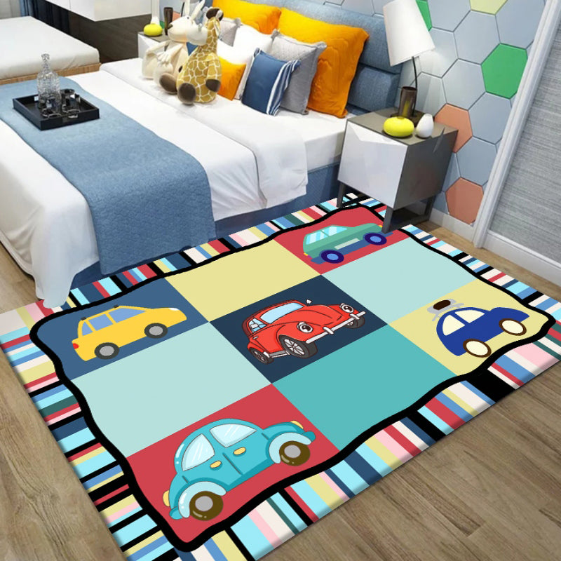 BowLift | Multi-Color Children's Room Rug Cute Cartoon Animal Print Rug Polyester Pet-Friendly Easy Care Area Rug