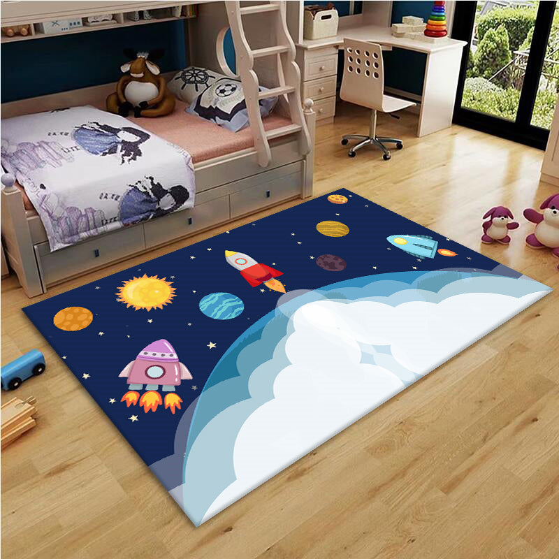 BowLift | Multi-Color Children's Room Rug Cute Cartoon Animal Print Rug Polyester Pet-Friendly Easy Care Area Rug