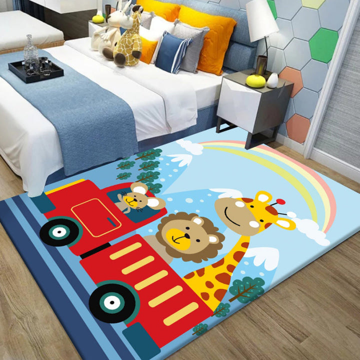BowLift | Multi-Color Children's Room Rug Cute Cartoon Animal Print Rug Polyester Pet-Friendly Easy Care Area Rug