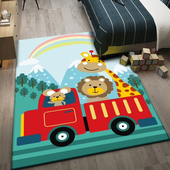 BowLift | Multi-Color Children's Room Rug Cute Cartoon Animal Print Rug Polyester Pet-Friendly Easy Care Area Rug