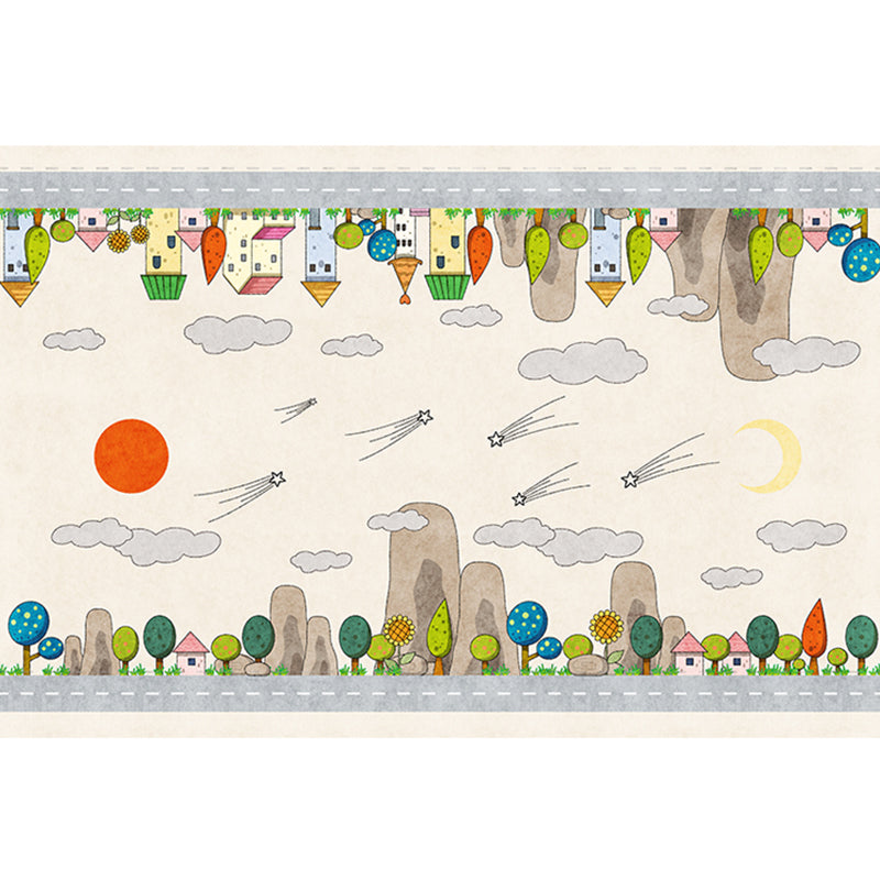 BowLift | Casual Cartoon Patterned Rug Multicolored Cotton Blend Rug Non-Slip Back Easy Care Rug for the Bedroom