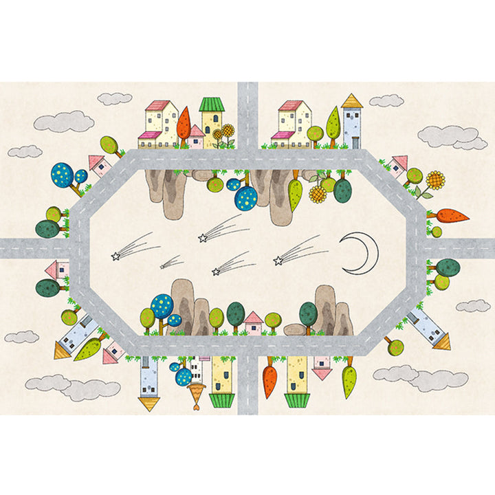 BowLift | Casual Cartoon Patterned Rug Multicolored Cotton Blend Rug Non-Slip Back Easy Care Rug for the Bedroom