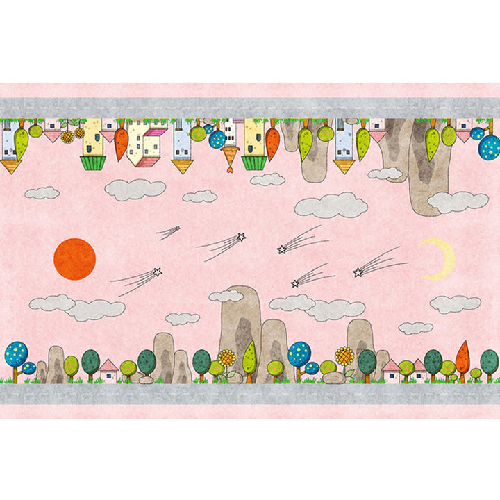 BowLift | Casual Cartoon Patterned Rug Multicolored Cotton Blend Rug Non-Slip Back Easy Care Rug for the Bedroom