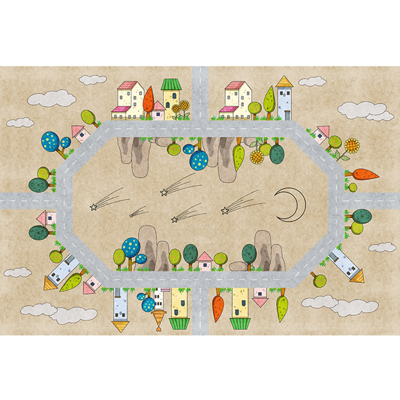 BowLift | Casual Cartoon Patterned Rug Multicolored Cotton Blend Rug Non-Slip Back Easy Care Rug for the Bedroom
