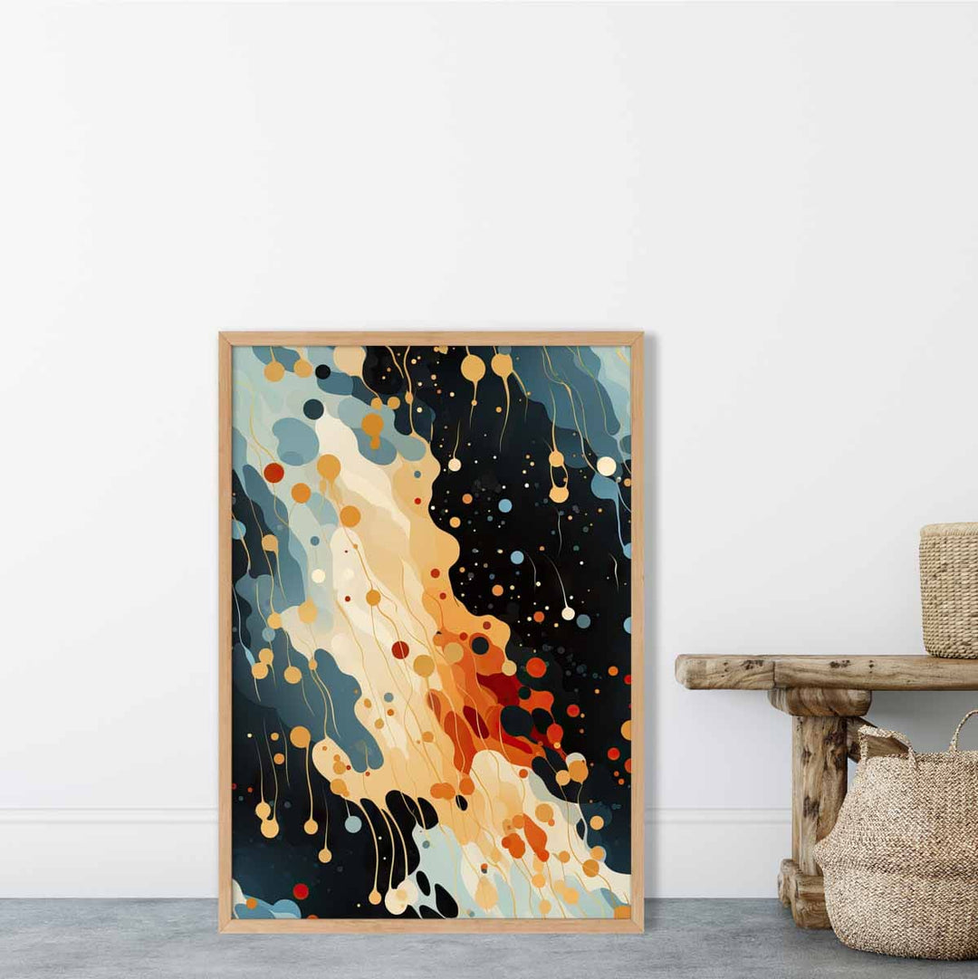 Abstract Liquid Art Print Blue Orange and Red No. 1 | Bowlift