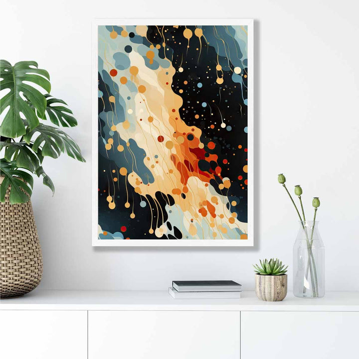 Abstract Liquid Art Print Blue Orange and Red No. 1 | Bowlift