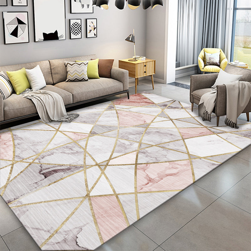 BowLift | Creative Room Decoration Area Rug Multicolor Geometric Pattern Area Rug Cotton Blend Non-Slip Pet Friendly Area Rug