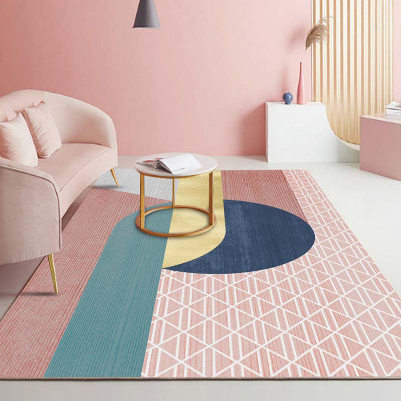 BowLift | Multi-Color Bedroom Rug Nordic Geometric Printed Rug Cotton Blend Non-Slip Backing Easy Care Rug