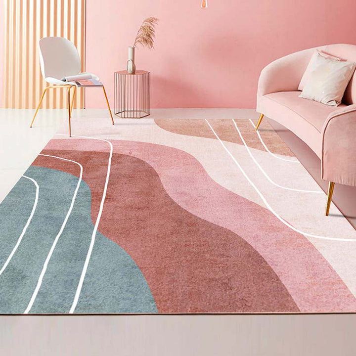 BowLift | Multi-Color Bedroom Rug Nordic Geometric Printed Rug Cotton Blend Non-Slip Backing Easy Care Rug