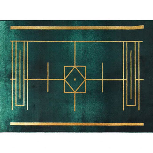 BowLift | Blackgreen Living Room Carpet Trendy Geometric Pattern Area Carpet Cotton Blend Pet Friendly Carpet