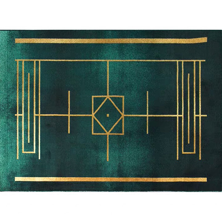 BowLift | Blackgreen Living Room Carpet Trendy Geometric Pattern Area Carpet Cotton Blend Pet Friendly Carpet