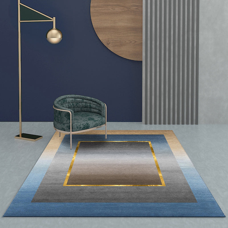 BowLift | Nordic Geo patterned rug Gray Blue Polypropylene rug with non-slip backing Easy-care rug for room decoration