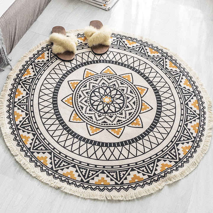 BowLift | Multicolored, tribal patterned rug made of cotton blend, ethnic rug, easy to care for, hand-woven rug with tassels for the bedroom