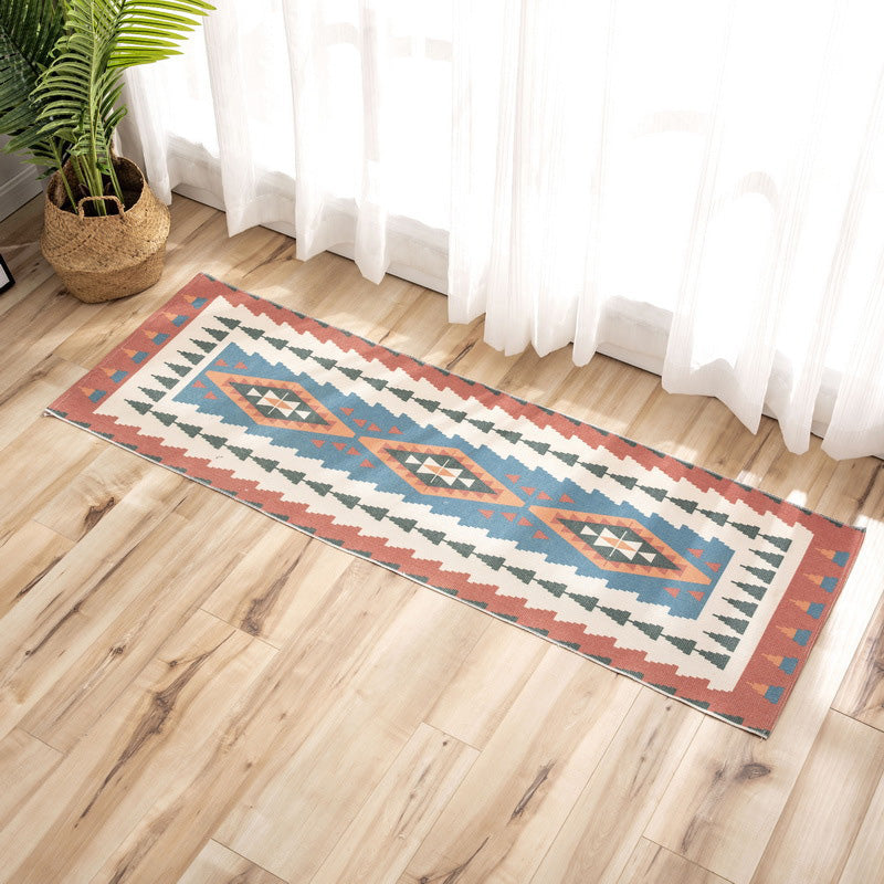 BowLift | Nostalgia Tribal Pattern Rug Multicolored Synthetic Area Rug Pet-Friendly Easy Care Rug with Fringes for Bedroom