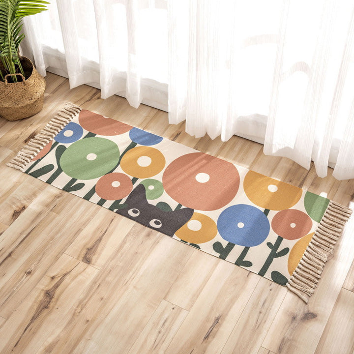 BowLift | Nostalgia Tribal Pattern Rug Multicolored Synthetic Area Rug Pet-Friendly Easy Care Rug with Fringes for Bedroom