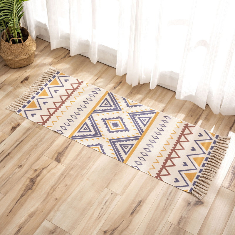 BowLift | Nostalgia Tribal Pattern Rug Multicolored Synthetic Area Rug Pet-Friendly Easy Care Rug with Fringes for Bedroom